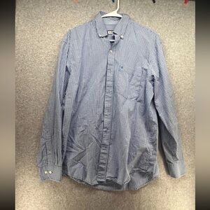 Izod Men's Navy Checkered Button Down Shirt